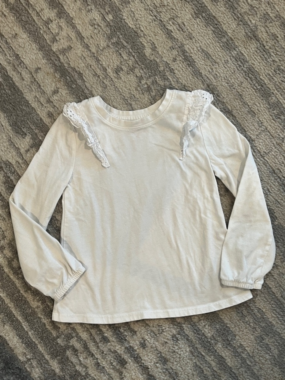 Cat & Jack White Long Sleeve Top with Lace Trim